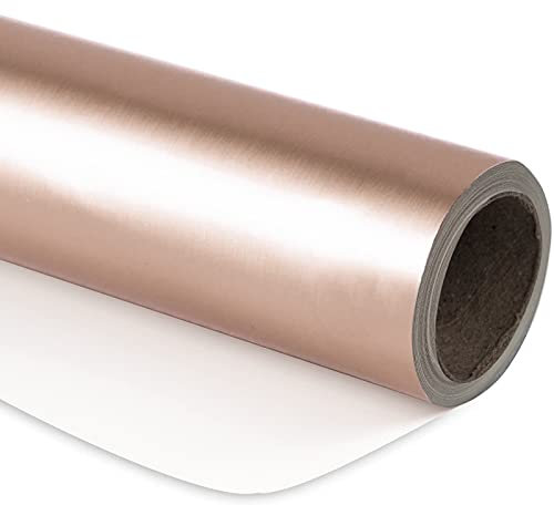 RUSPEPA Rose Gold Metallic Geschenkpapier – Mini Rolle – Einfarbiges Mattes Papier Perfekt Für Hochzeit, Geburtstag, Weihnachten, Babyparty – 44 cm X 10 m