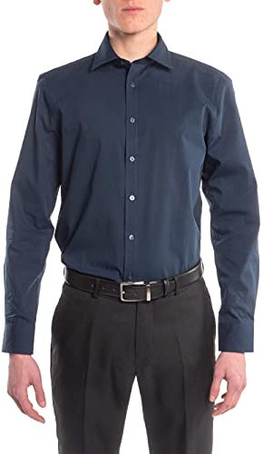 Hirschthal Herren Business Slimfit Hemd Langarm - Dunkelblau 45/46 (XXL)