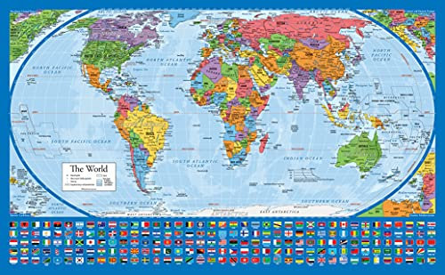 Equal Earth Weltkarten-Poster – Karten-Design zeigt Kontinente in echter relativer Größe. Laminiert, 45,7 x 73,7 cm