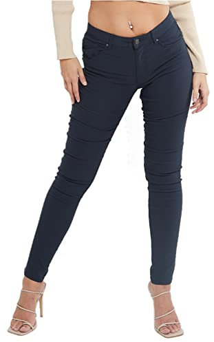 MYT Womens Chino Trousers Ladies Skinny Fit Super Stretch Office Work Casual Chinos Navy Size UK 14