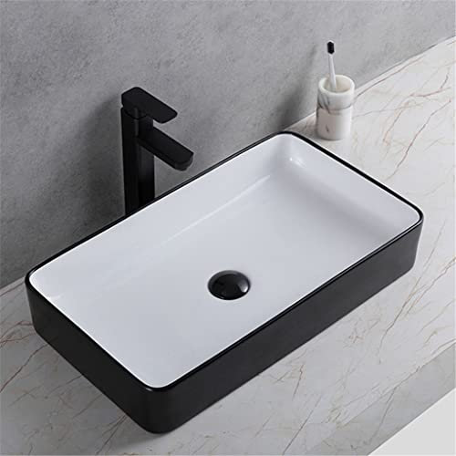 ADITAM Black White Art Washbasin Nordic Ceramic Square Countertop Hand Basins Washbasin Home Vessel Sinks Double The Comfort