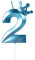Yiran Blue 2nd Birthday Candles with Crown, 3inch Giant Number 2 Candle, 2nd Birthday Candle for Cake, Happy Birthday Candle, Cake Candles Cake Topper Decorations for Boys Birthday Party Supplies