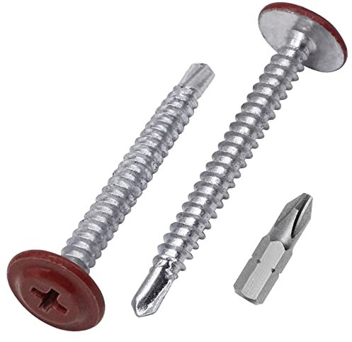 SKIR'CO (300 piezas) Tornillos autotaladrantes pintados 4,2 x 40 mm, Tornillo para chapa, cabeza PH (Rojo Óxido RAL 3009)