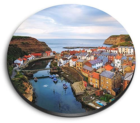 1x Round MDF Magnet 6cm - Staithes Scarborough North Yorkshire - Fridge Locker Office Whiteboard Toolbox #52138
