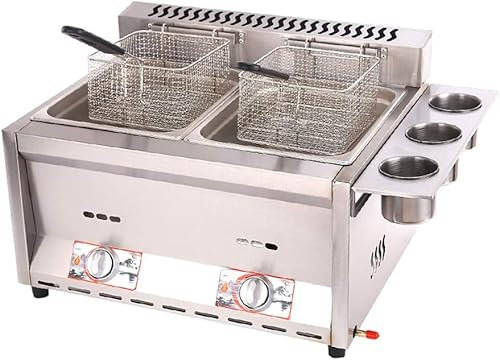 SPUZZO Freidora de Gas de 12 l de Acero Inoxidable con Ventana de visualización, freidora de Doble Chip de Gran Capacidad con 2 cestas y Tapas for Donuts, fácil de Limpiar 12 litros