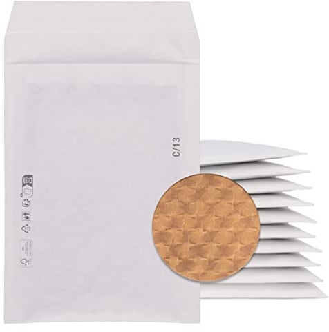 verpacking Papierpolsterversandtaschen 170 x 225 mm Weiß A5 Versandtaschen mit Papierpolster - DIE UMWELTFREUNDLICH ALTERNATIVE ZUR LUFTPOLSTERTASCHE (100 Stück)