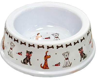 Dog Bowl 22cm White Plastic Puppy Crew Pet Animal Water Food Feeding Drinking Dish