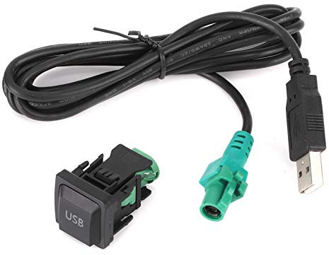 Kuuleyn Cable Adaptador De Audio para Automóvil Cable Adaptador De Radio Cable Estéreo USB Adaptador Botón De Interruptor para Reproductor De CD Radio DC 12V Cable De Conexión Universal