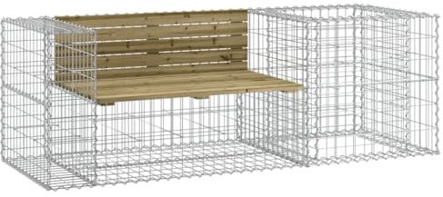 vidaXL Banc de Jardin avec Panier en Gabion Bois de pin imprégné, siège de Jardin, Banc de Parc, Banc de Pique-Nique de Jardin, Banc extérieur