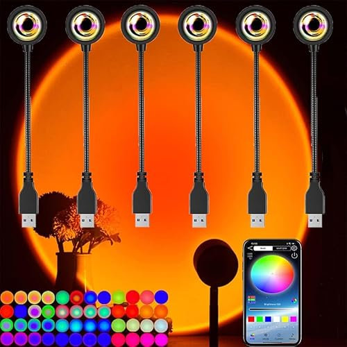 KAVAVO Smart APP 16 Million Color Sunset Lamp Led Projector Home Decoration Photography Background Night Light (6 PCS)