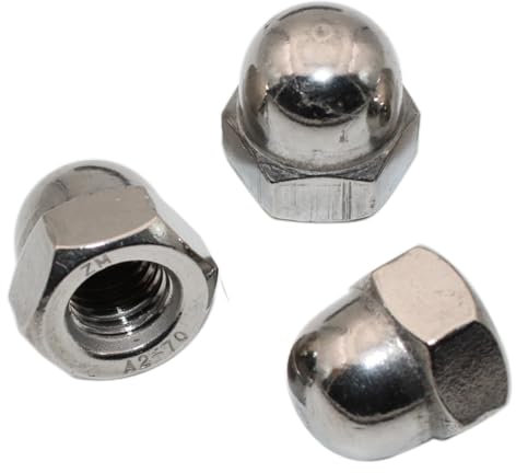 PROTORX Ecrou Borgne M10 : 20 Pcs Visserie Inox A2 pour Vis Boulon Rondelle | Écrous Capuchons Acier Bombee Hexagonal Protection | Anti-Rouille Usage Extérieur - DIN 1587