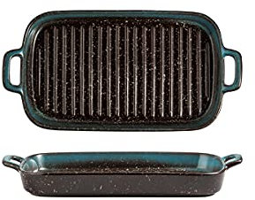 enamel roasting tin，baking tray set，Porcelain Baking Dish, Rectangle Baking Cake Pan, Bakeware with Double Handle, Set of 2,D (Color : C) (Color : B) (Color : Onecolor)