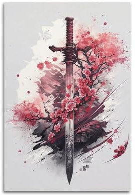 Impr Samurai Katana Poster, dekoratives Gemälde, Leinwand, Wandposter und Kunstdruck, modernes Familienschlafzimmer-Dekor-Poster, 40 x 60 cm