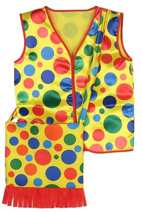 Perfeclan Clown-Weste, Clown-Kostüm für Männer und Frauen, Weste und Clown-Tasche für Rollenspiele, Bühnenauftritt, Halloween-Partyzubehör