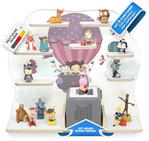 stadtecken Holzregal für Musikbox I Geeignet für die Toniebox und ca. 50 Tonies I Perfekte Tonie Aufbewahrung im Kinderzimmer I Zum Aufstellen oder Aufhängen (Oben, Groß)