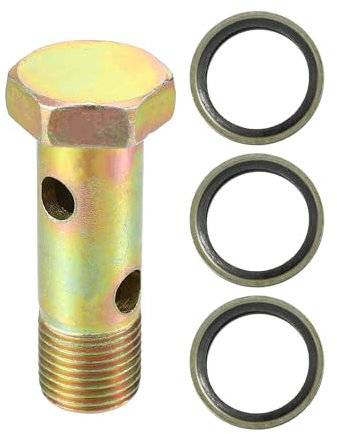 VekAuto Kit de boulons double banjo, filetage métrique M16x1.5 longueur 54mm, adaptateur universel en métal durable de couleur bronze avec rondelle d'étanchéité