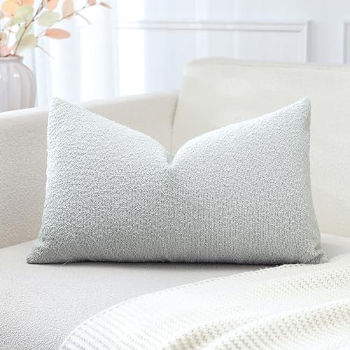 Artscope 1er Set Boucle-Kissenbezügen Wurfkissenbezug Moderne Dekokissen Kissenhülle Set Kissen Fall für Sofa Auto Schlafzimmer Zuhause Dekor 30x50cm, Silberfrost