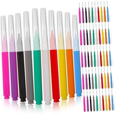 minkissy 100St Zahnreinigungswerkzeuge travel toothbrush reisezahnbürsten Zahnseide Hosenträgerbürste Augenbrauen-Laminierpinsel Rostfreier Stahl Waschmittel bohren