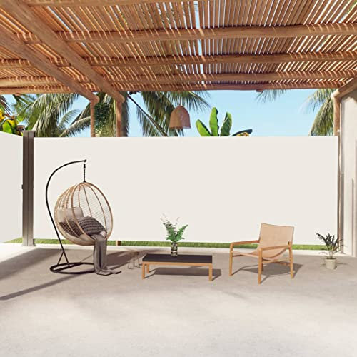 ShCuShan Seitenmarkise Ausziehbar Creme 220x1000 cm Sichtschutz Garten Senkrechtmarkise Aussenrolladen Senkrechtmarkise Balkon