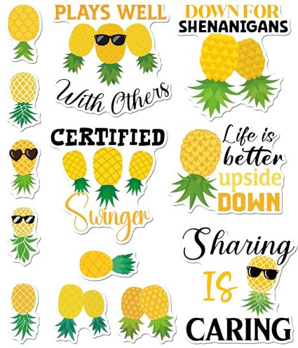 13 Stück Ananas-Kreuzfahrt-Tür-Dekorationen, magnetisch, lustige Ananas, tropische Urlaubskreuzfahrt-Magnete, wiederverwendbar, lustig, magnetisch, Schiffskabinentürschilder für Kabinendekoration