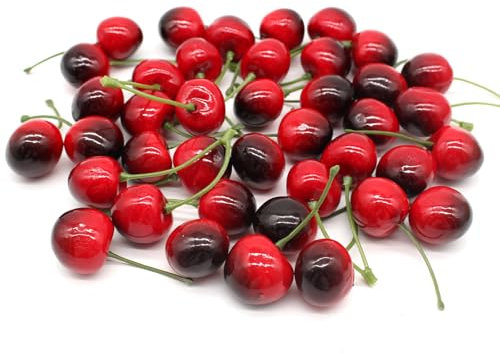 JDBlissful 40 Pieces Decoration Artificial Cherry Decorative Cherries Fruit Lebensecht für Party Festival Dekoration Fotografie Requisiten (Künstliche Kirschen)