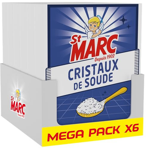 St Marc Cristaux de Soude Nettoyant Multi-Usage 100% d'Origine Naturelle lot de 6x 680g - Dégraisse, Débouche et Nettoie les extérieurs