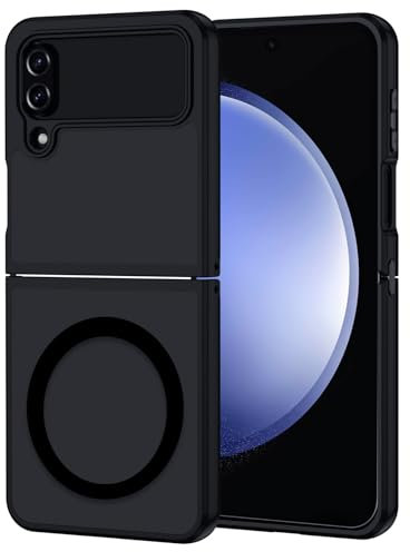XTCASE Cover Magnetica per Samsung Galaxy Z Flip 4 [Compatibile con MagSafe], Custodia Traslucida Opaca Posteriore Resistente ai graffi TPU Bumper Antiurto Sottile Protettiva Case, Nero