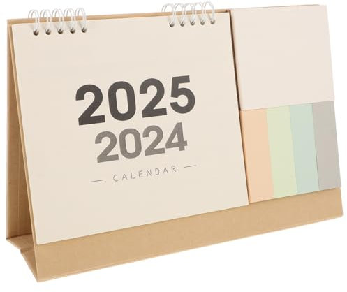 Tofficu Flip-Tischkalender, Kleiner Tischkalender 2024-2025 mit Etikettenaufklebern und Notizblöcken 18 Monate (Juli 2024 - Dezember 2025), Tischdekoration für Einfaches Organisieren