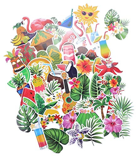 KONTONTY 80St Hawaii-Aufkleber Computeraufkleber Spanplatten-Aufkleber Aloha Sea Sun Aufkleber Scrapbooking Sticker Scrapbook Stickers Laptop-Aufkleber Selbstklebende Aufkleber PVC
