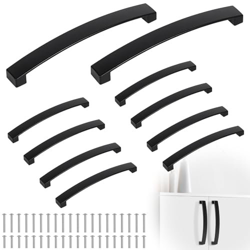 DBREAKS 10 Stück Möbelgriff, 160mm Lochabstand Stangengriff, Schubladengriffe mit Schrauben, Küchengriffe Schrankgriffe Bügelgriff Kommodengriff, Türgriffe für Küchenschränke(Schwarz)