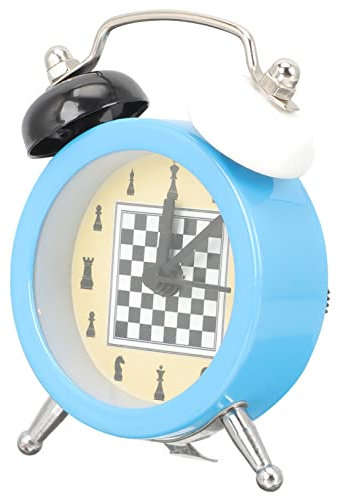 ORFOFE Batteriebetriebener Mini-wecker Mit Schachmuster Stumm-wecker Für Schlafzimmer Und Büro Runder Haushaltswecker Als Praktischer Timer