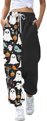 Generisch Meine Bestellungen Anzeigen 2024 Jogginghose Damen Baggy Halloween Hose Freizeithose Hohe Taille Sporthose Trainingshose Jogger Pant Sweatpants Mit Taschen Black Friday Angebote 2024