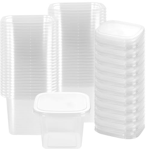 SEUNMUK 100 PCS Clear Plastic Dessert Cups, 360ml/12oz Square Dessert Cups with Lids for Mousse Appetizers Fruit