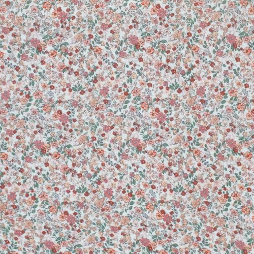 Musselin | Double Gauze | TRENDY FLOWER | 2 Farben | ab 0,5 m | Meterware (lehmrosa)