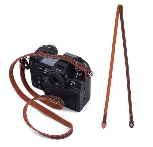 NICENEEDED Bandoulière pour Appareil Photo Sangles D'Appareil Photo en Cuir Marron Sangle Fine pour Appareil Photo Vintage à Longueur Réglable