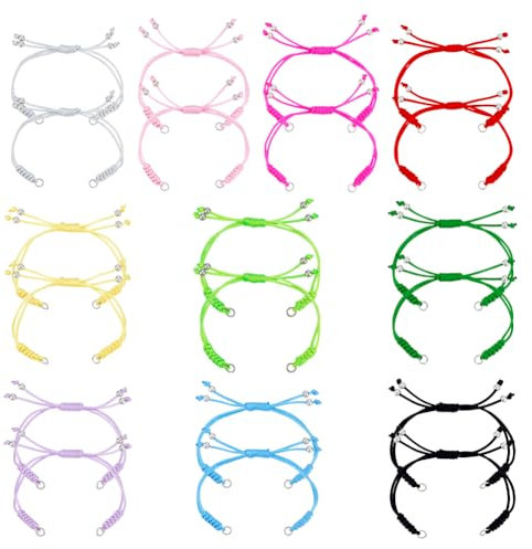 UNICRAFTALE 20Pcs 10 Couleurs 20cm Bracelet Tressé en Nylon Bracelet Réglable Cordon avec Perles Bracelet en Corde Torsadée Bracelets D'Amitié pour la Fabrication de Bijoux pour Femmes