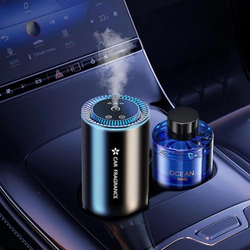 2025 Auto Lufterfrischer mit 50ml Parfüms (Cologne), Auto Elektrischer Duft, Ultraschall-Zerstäuber, Intelligente 3 Modi, Auto EIN-/Ausschalten, Eingebauter Akku, Aroma Diffusor Hält 5 Monate BJ-577