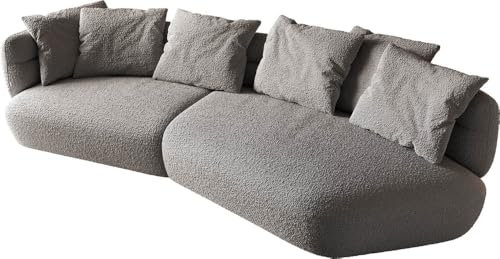 DELIFE Sofa Roya Bouclé Silbergrau 320x140 cm