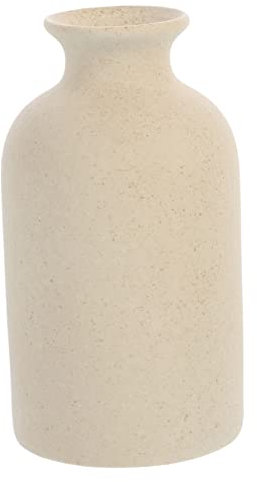 Runde Mattierte Blumenvase aus Keramik, 1 Stück, Beige, Vintage