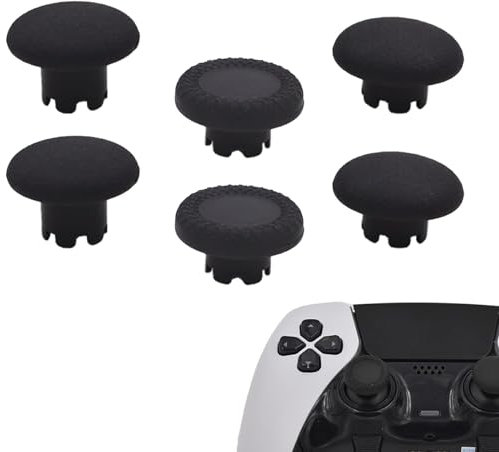 Lixiongbao 6 in 1Analogici Intercambiabili per Ps5 Edge Controller,Levette Thumbstick Ricambio per Ps5 Dualsense Edge Joystick,Nero
