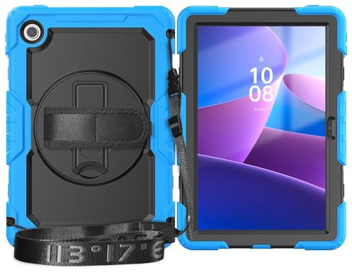 Tablet PC Case Funda compatible con Lenovo Tab 10.1 TB-311 (2025) 2025 de 10,1 pulgadas con protector de pantalla, [Soporte] [Correa de hombro] Funda resistente a prueba de golpes con correa de mano y