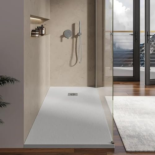 Piatto Doccia Marmoresina bianco Sottile Antiscivolo Piletta SCEGLI LA MISURA (bianco, 70x100)