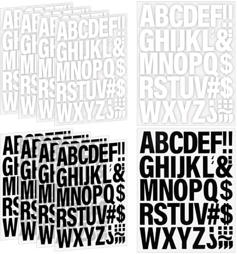 Ktxaby 440Pcs 10 Sheets Iron on Letters for Clothing,2 Inch Heat Transfer Letter Patches,Iron on Vinyl Letters with A-Z PU Alphabets Sticker for T-Shirt Printing DIY Craft (White and Black