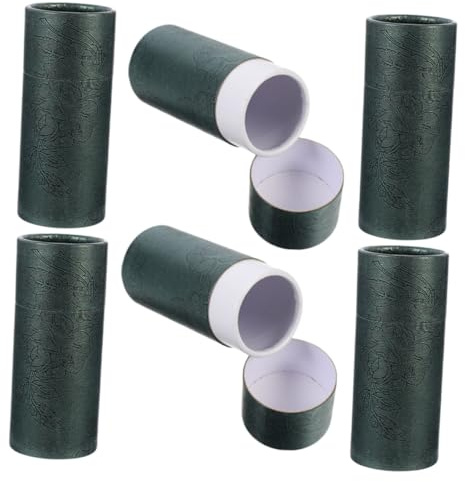 ULDIGI 6pcs 30ml Dark Green Cardboard Tubes with Lids Essential Oil Bottle Paperboard Cylindrical Packaging Containers for Cosmetic Storage and Box Set