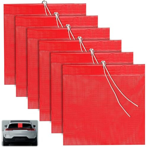 YOUNGSAY 6 Stück Rote Fahne Überlänge, 30 x 30cm Rote Fahne für Transport, Wasserdicht und Wetterfest Ladungssicherung Rot Fahnes für Auto, Wohnwagen, Anhänger, Fahrradträger und Boot