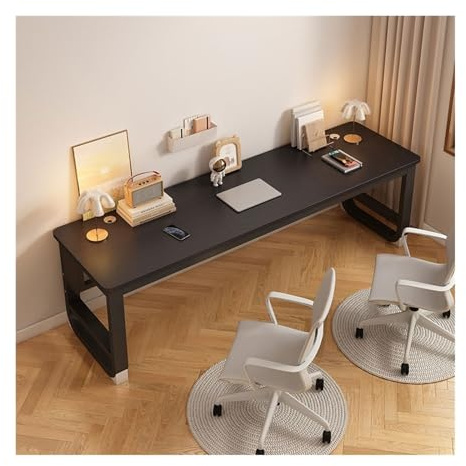 L3s9mPzVb4 Work Desk Simple Double Computer Desk Dresser All-in-one Desktop Small Household Long Student Study Table Writing(Black,100x60x74cm)
