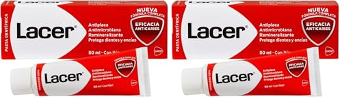 LACER - Pasta de Dientes 50 ml, Previene la Caries, Mantiene la Boca Sana, Alto Contenido en Flúor, Evita la Formación de la Placa Dental, Fortalece el Esmalte, Dentífrico con Acción Antimicrobiana
