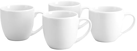Creatable, 24987, Serie Bistrot Weiss, 4-teiliges Geschirrset für 4 Personen, Kaffeebecher Set aus Porzellan, spülmaschinen- und mikrowellengeeignet, Made in Europe