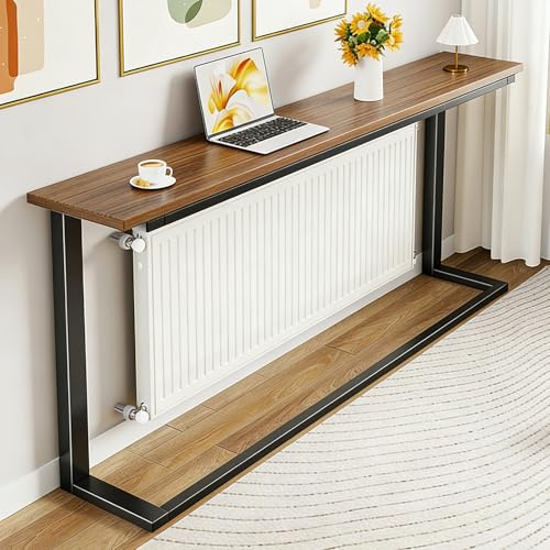 HARELA Long Radiator Shelf, Over Radiator Table, Sofa Table Behind Couch for Storage and Decoration, for Living Room Bedroom Hallway(Brown,160x20cm/63x7.9in)