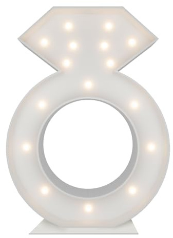 Grand chapiteau lumineux de 91 cm de haut avec diamants pour décoration de fête prédécoupée, pour fête prénuptiale, fiançailles, demande en mariage, décoration de fête